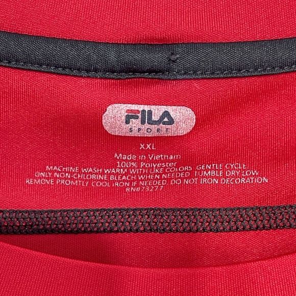 Fila Sport Men Size 2XL Short Sleeve Performance Tee Red And Black - Picture 5 of 16